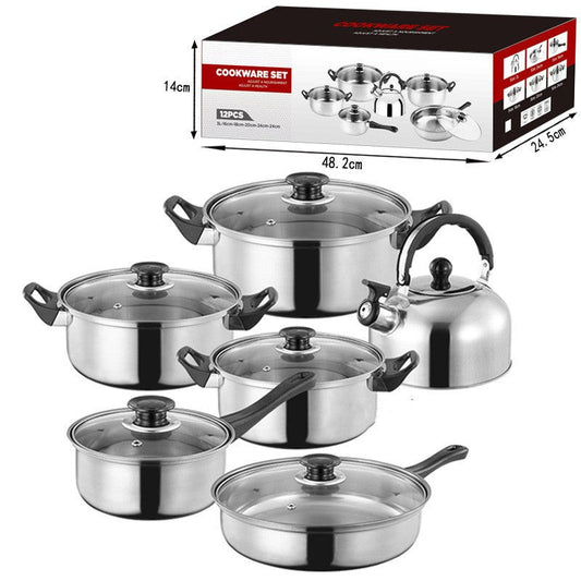 Stainless Steel Pot Sets with Frying Pan and Kettle 